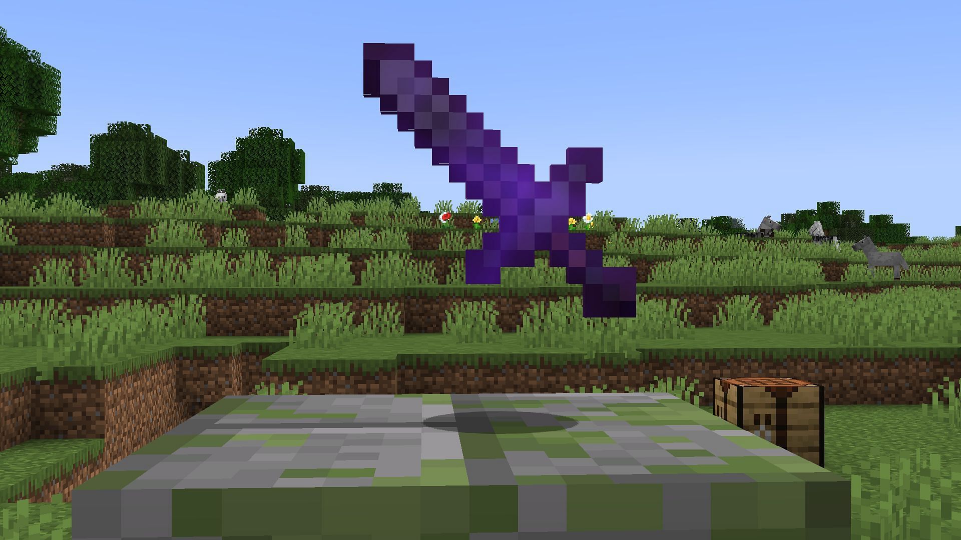 A fully enchanted netherite sword (Image via Mojang)