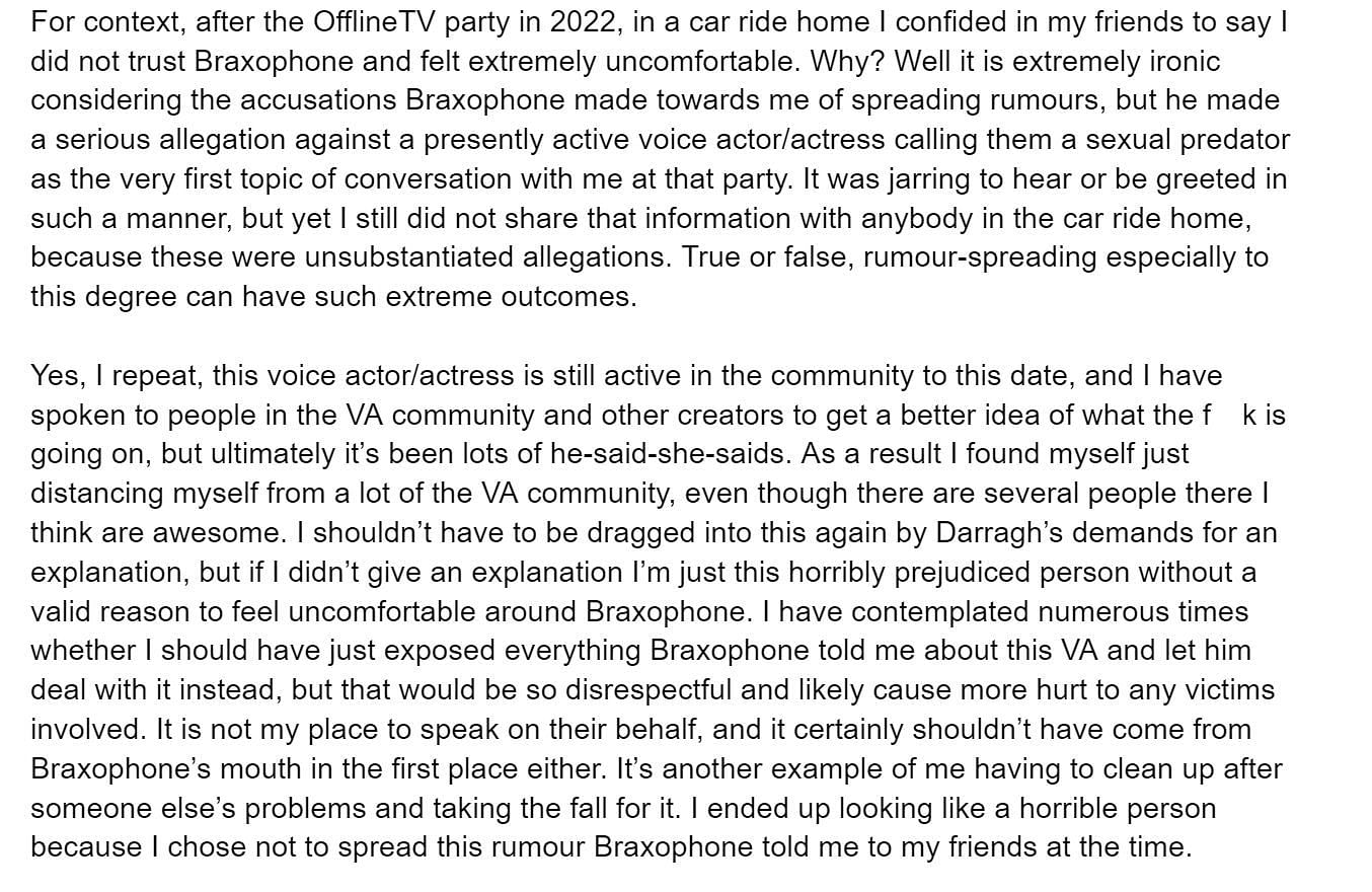 An excerpt from the streamer&#039;s document, in which he detailed the OTV party 2022 (Image via docs.google.com)