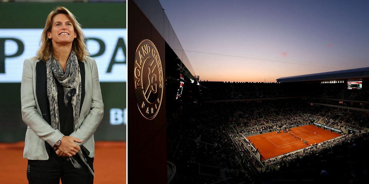 Amelie Mauresmo (L) French Open stadium (R)