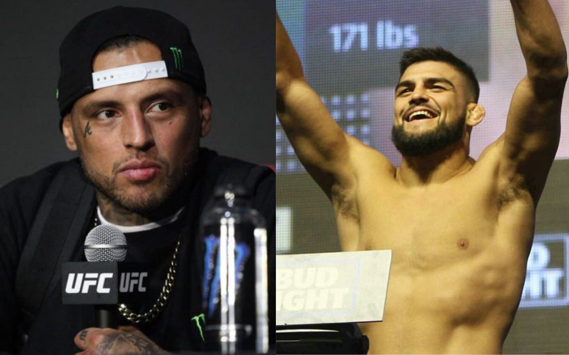 Daniel Rodriguez (left) reacts to middleweight fight with Kelvin Gastelum (right) [Images via: @d_rod_