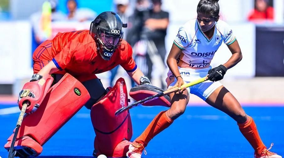 Madhuri Kindo played a key role against New Zealand at the FIH Hockey Women’s Junior World Cup 2023 (Image via Hockey India)