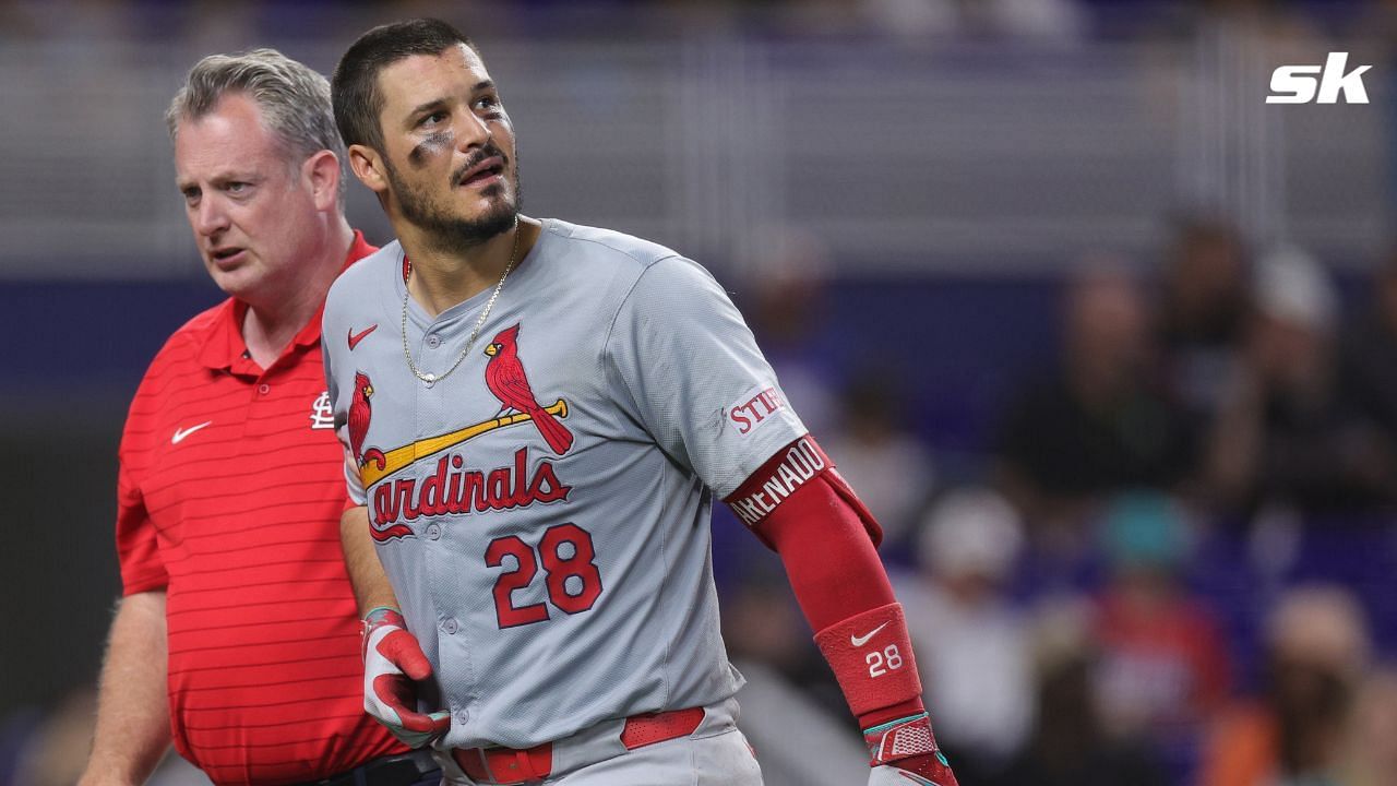 WATCH: Cardinals star Nolan Arenado crumples after being hit by pitch (Getty)