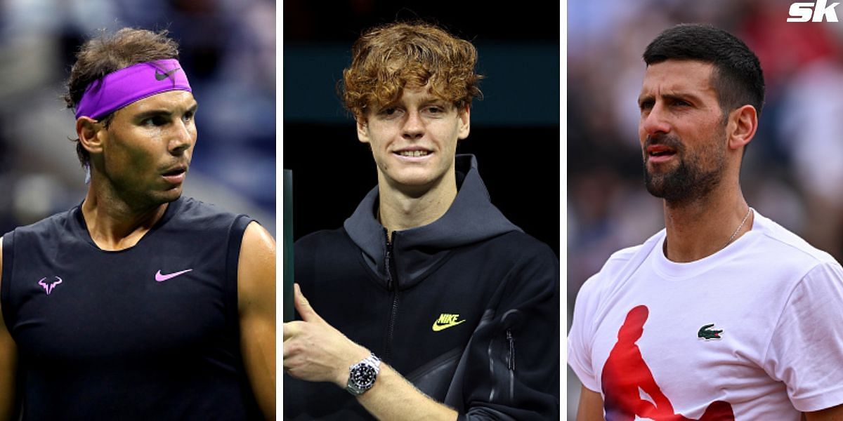 Rafael Nadal (L), Jannik Sinner (centre), and Novak Djokovic (R) [Source: Getty Images]