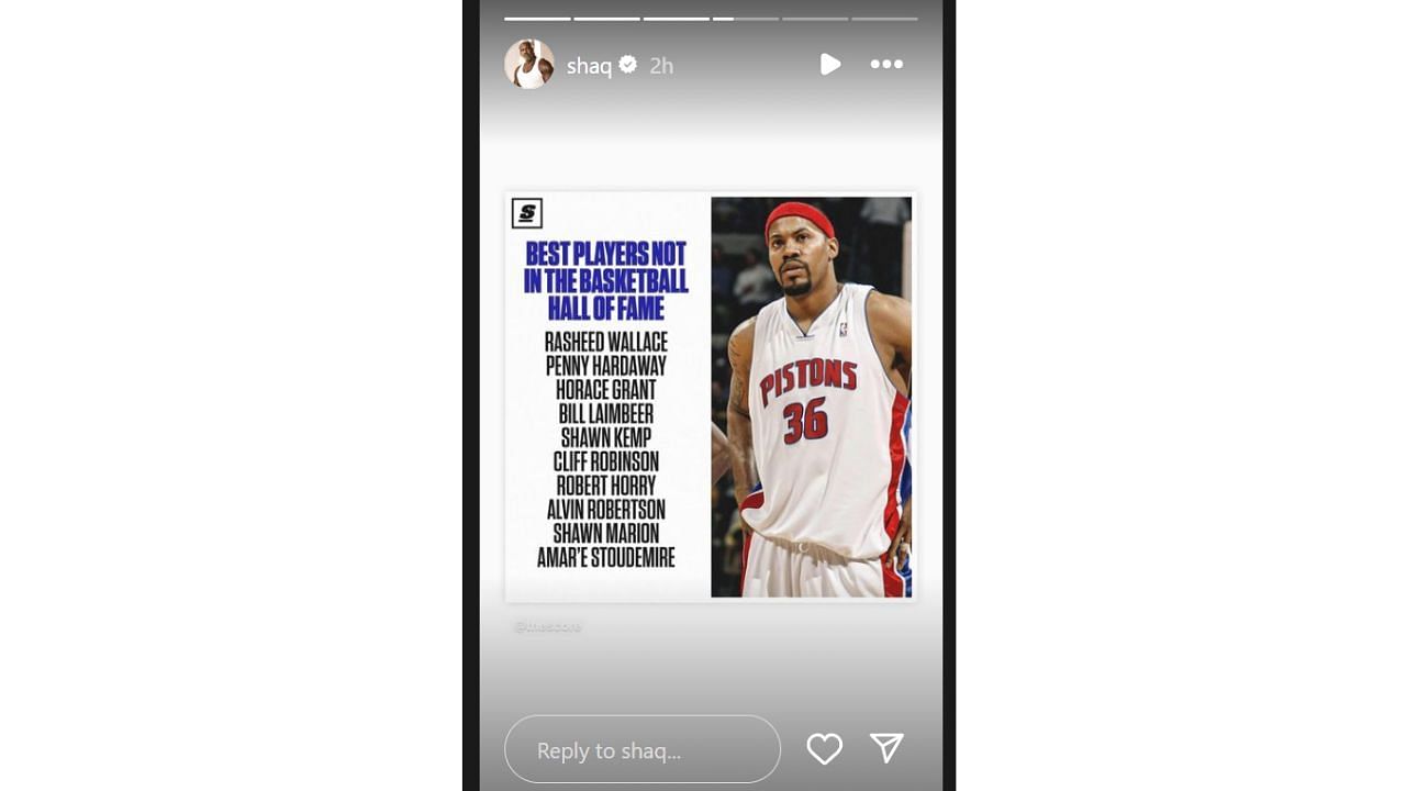 Shaquille O'Neal shared a list of players that are not in the Hall of Fame. [photo: O'Neal IG]