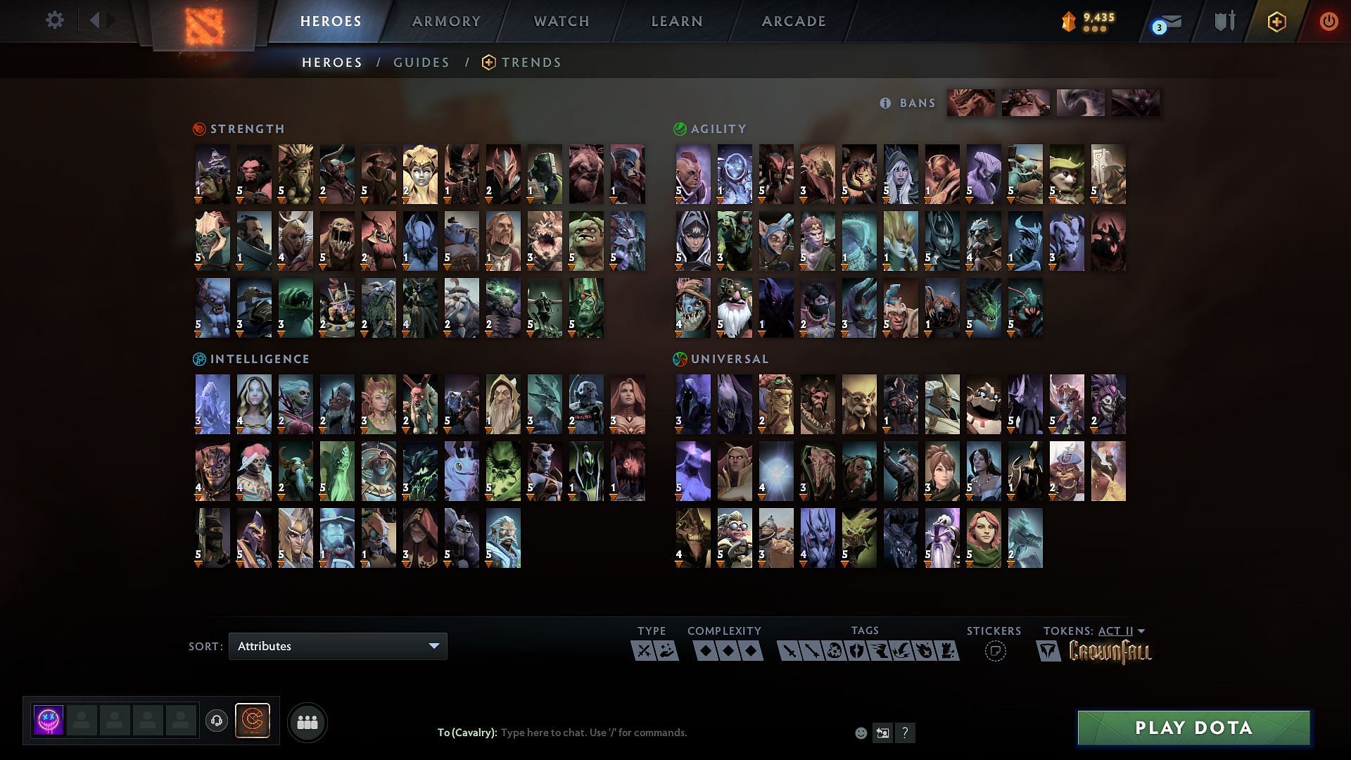 All heroes available currently in the game (Image via Valve)