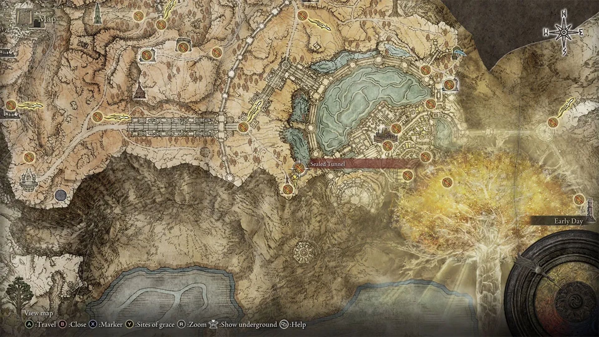 Sealed Tunnel location on the map (Image via FromSoftware)