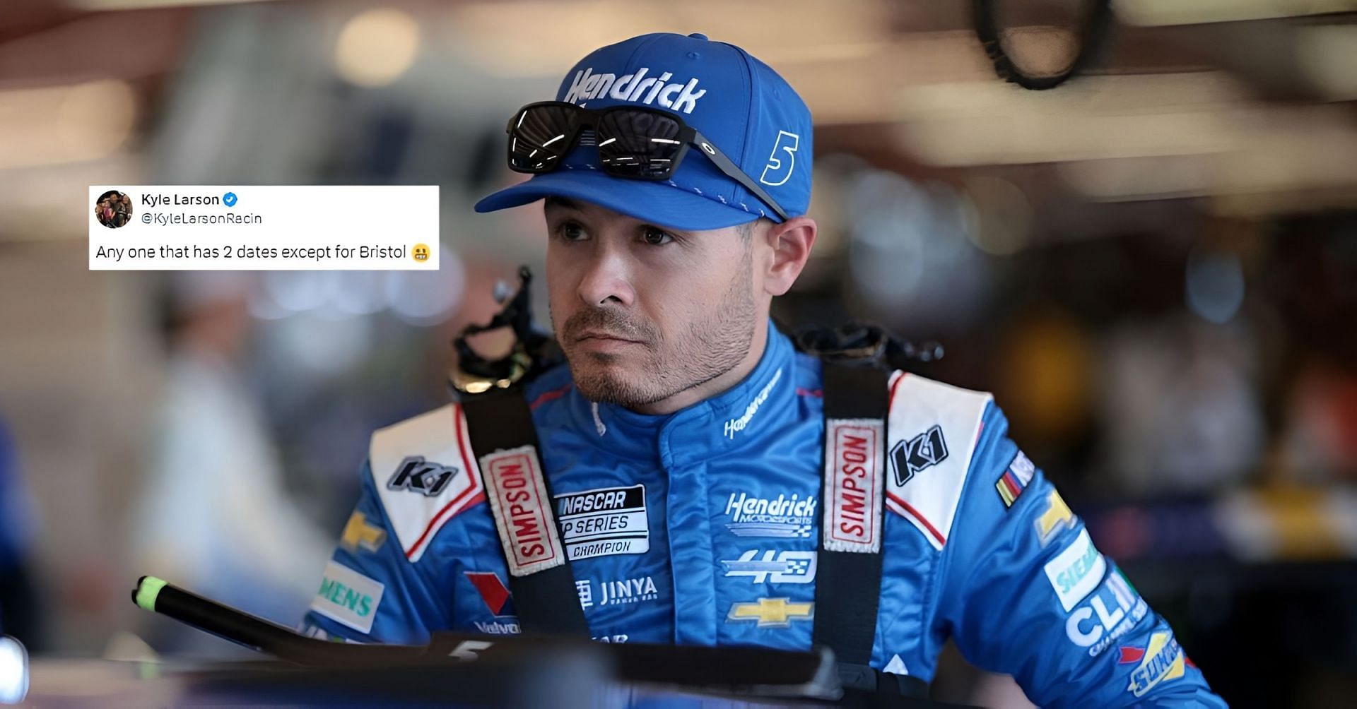 Kyle Larson does not want Bristol to host two races a year (Image: Getty and Kyle Larson on X)