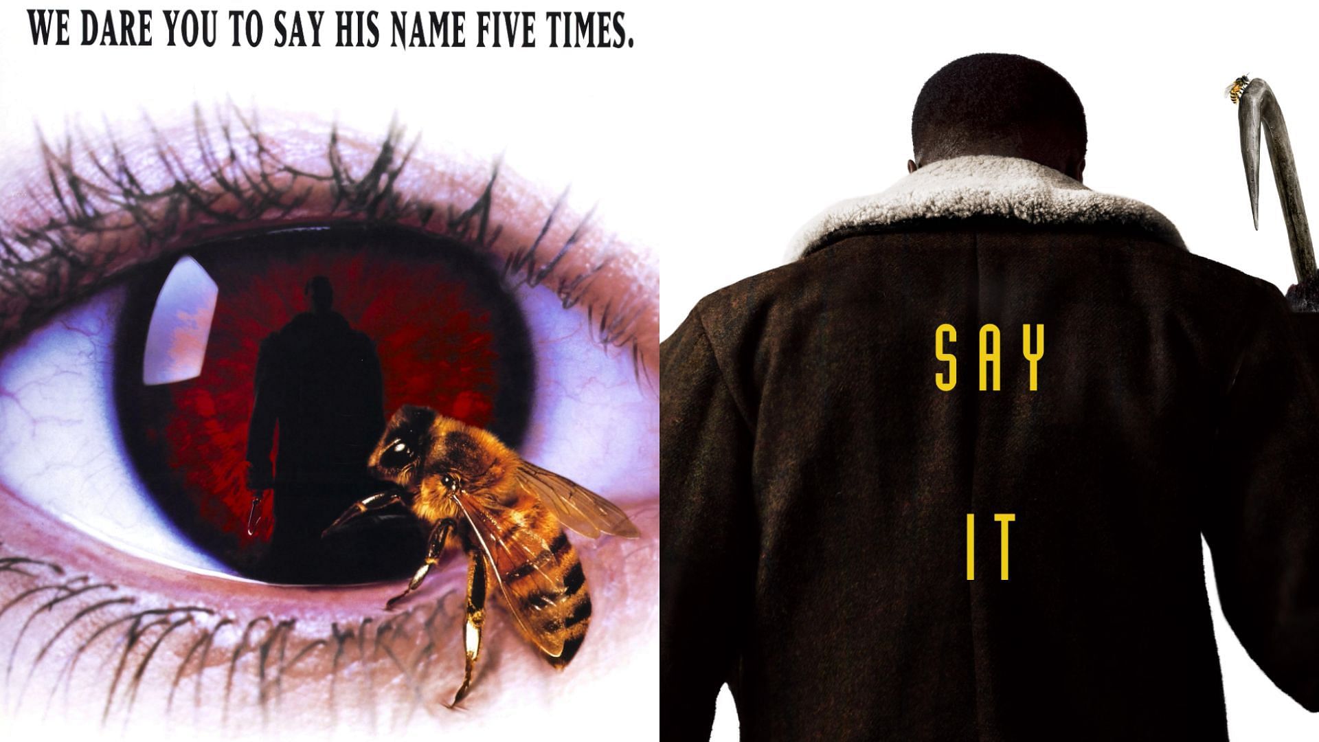The official posters for the (left) 1992 Candyman movie and the (right) 2021 one (Images via IMDb)