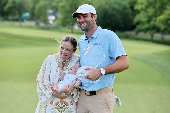 Scottie Scheffler joined by his wife Meredith and newborn son to witness his Memorial success at Muirfield Village