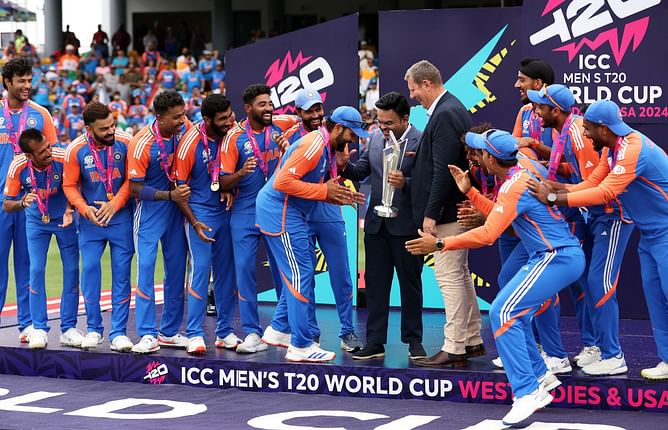 [Watch] Rohit Sharma mimics Lionel Messi's special celebration while receiving 2024 T20 World Cup trophy