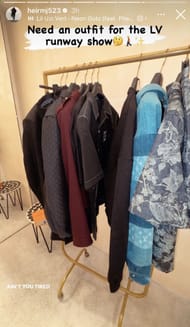 Marcus Jordan is trying to decide on his outfit as posted on his Instagram story