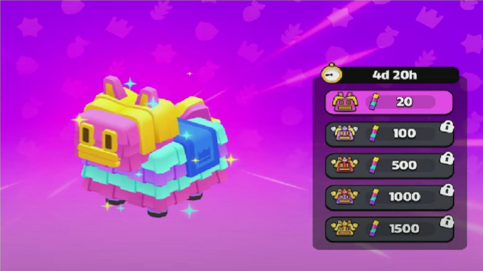 How many Pinata Sticks you will need to reach different levels (Image via Supercell)