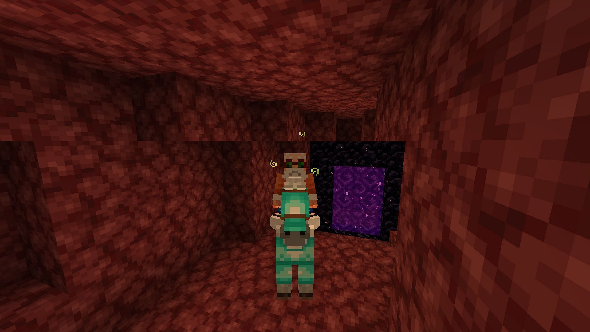 Rideable entities like horses and minecarts can be ridden through nether portals in Minecraft 1.21 (Image via Mojang)