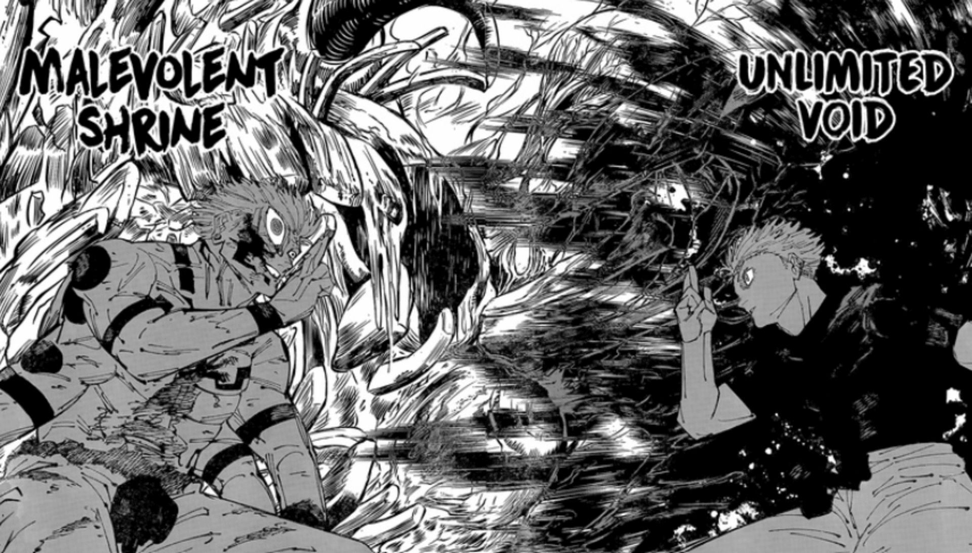 Ryomen Sukuna vs Gojo/Yuta (Image via Gege Akutami, Shueisha)