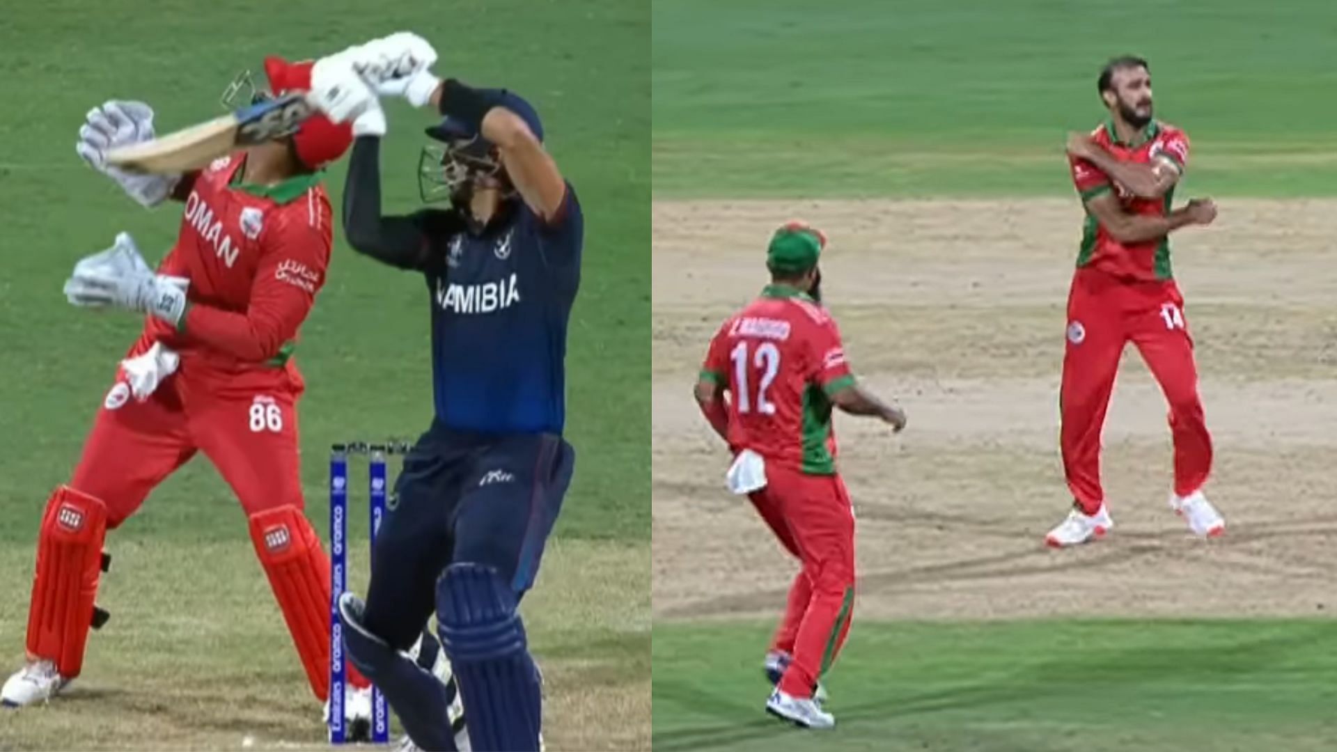 Naseem Khushi missed a run out opportunity to seal the deal for Oman (P.C.:T20 World Cup instagram)