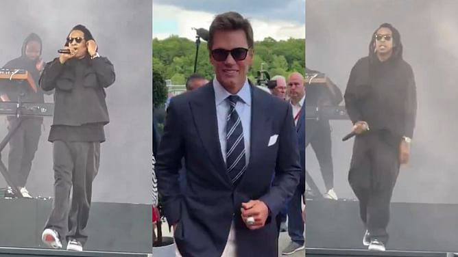 WATCH: Jay-Z lights up Tom Brady's Patriots Hall of Fame ceremony with "Public Service Announcement" song