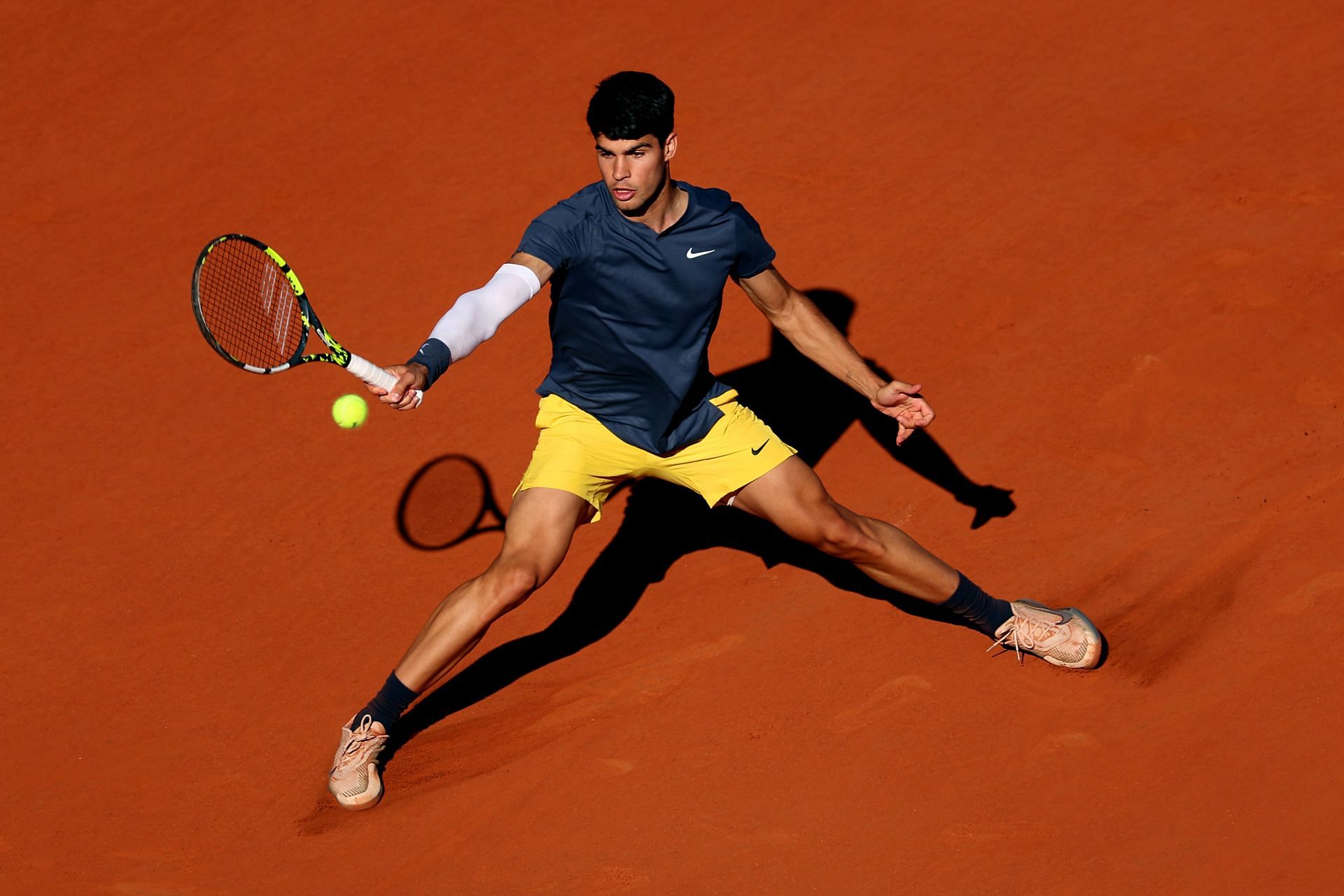 Carlos Alcaraz in action at the French Open