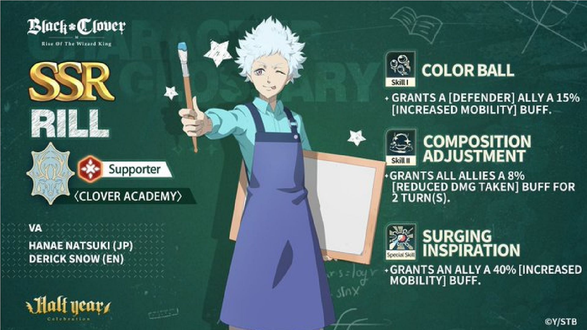Rill is the new Support unit in Black Clover Mobile Clover Academy Season 8 (Image via Vic Game Studio)