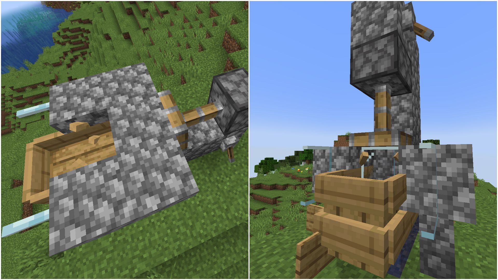 You need to push a glass pane and a block into the stack of boats (Image via Mojang Studios)