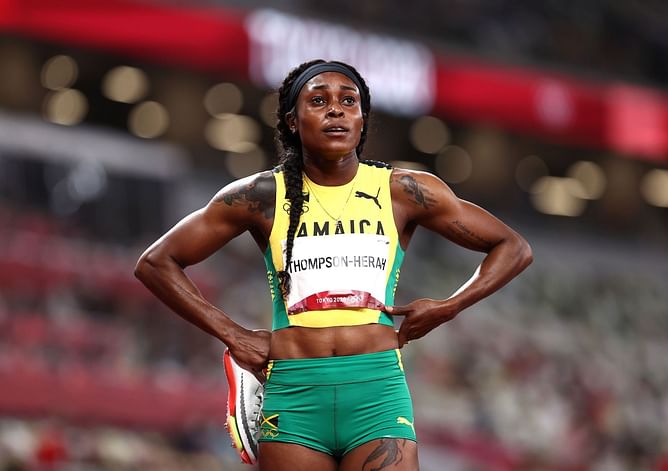 What happened to defending champion Elaine Thompson-Herah at the NYC Grand Prix? The reason she had to be carried off the track after the 100m