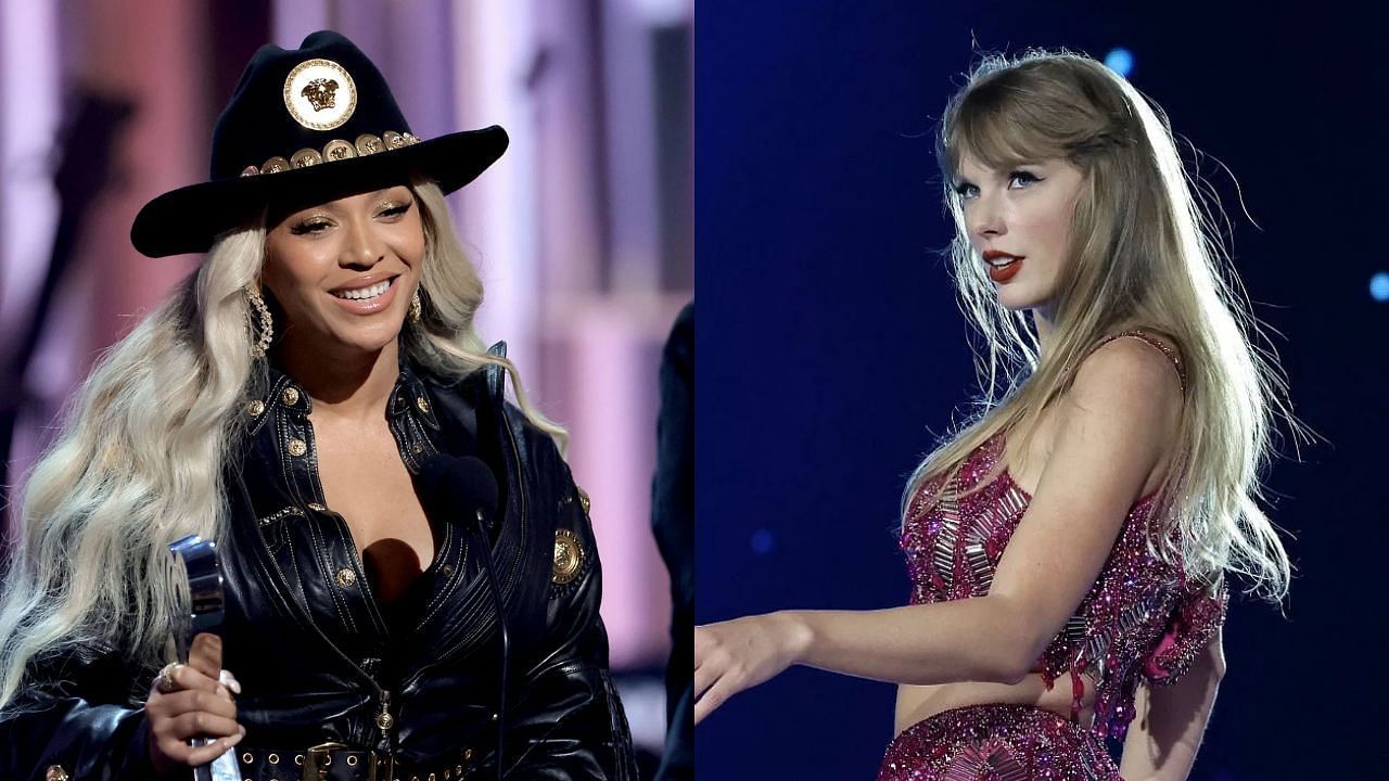 Taylor Swift ((Photo by Kevin Winter/Getty Images for iHeartRadio) and Beyonce (Photo by Kevin Winter/Getty Images for TAS Rights Management)
