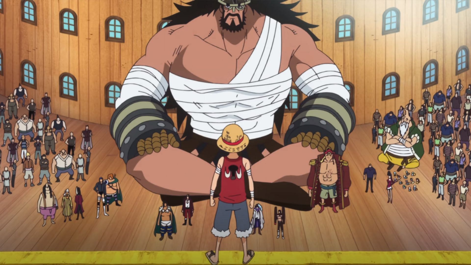 Luffy addressing the alliance in the anime (Image via Toei)