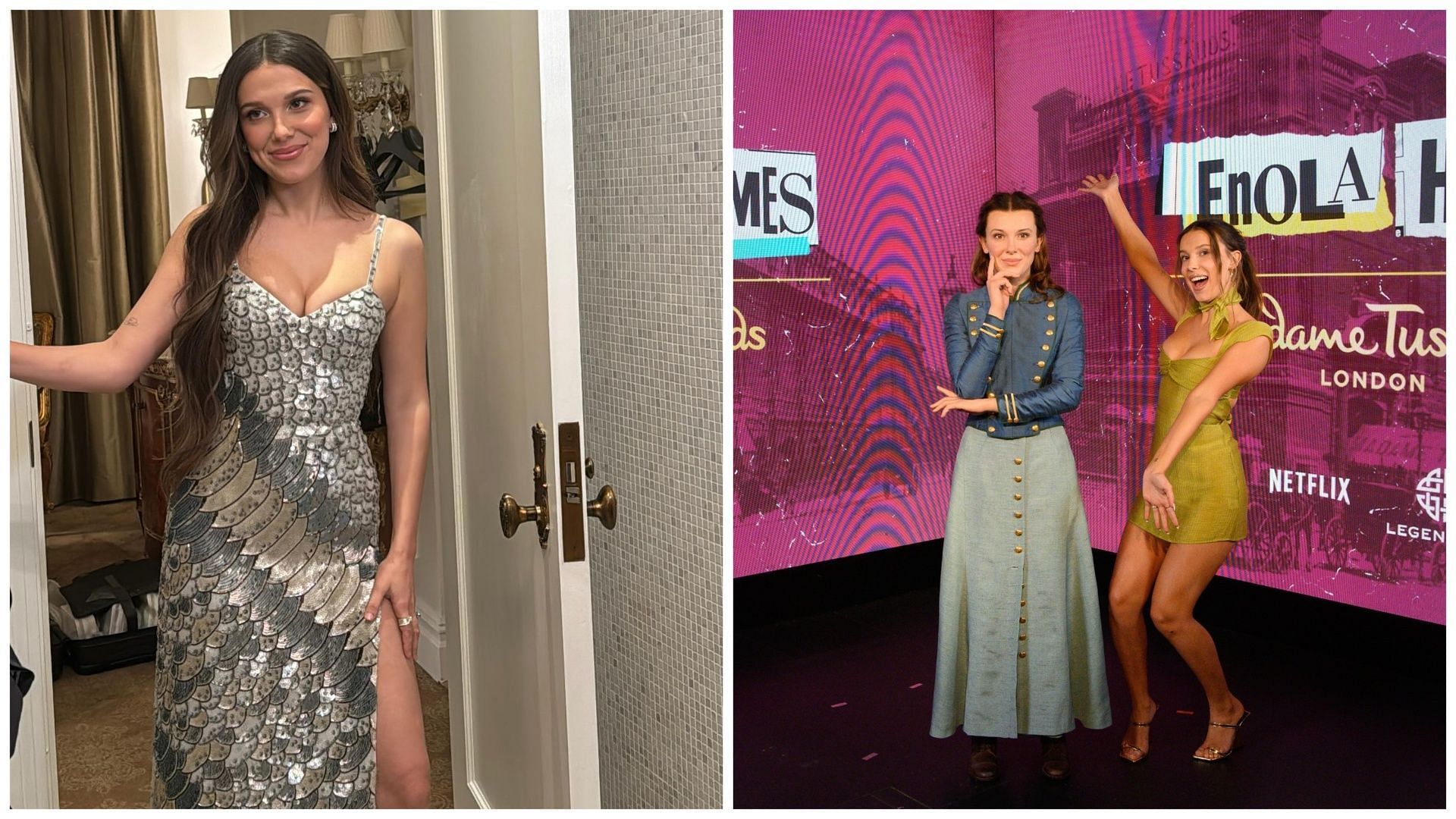 Millie Bobby Brown unveiled her Madame Tussauds statue (Image via Instagram/@milliebobbybrown, @madametussauds)