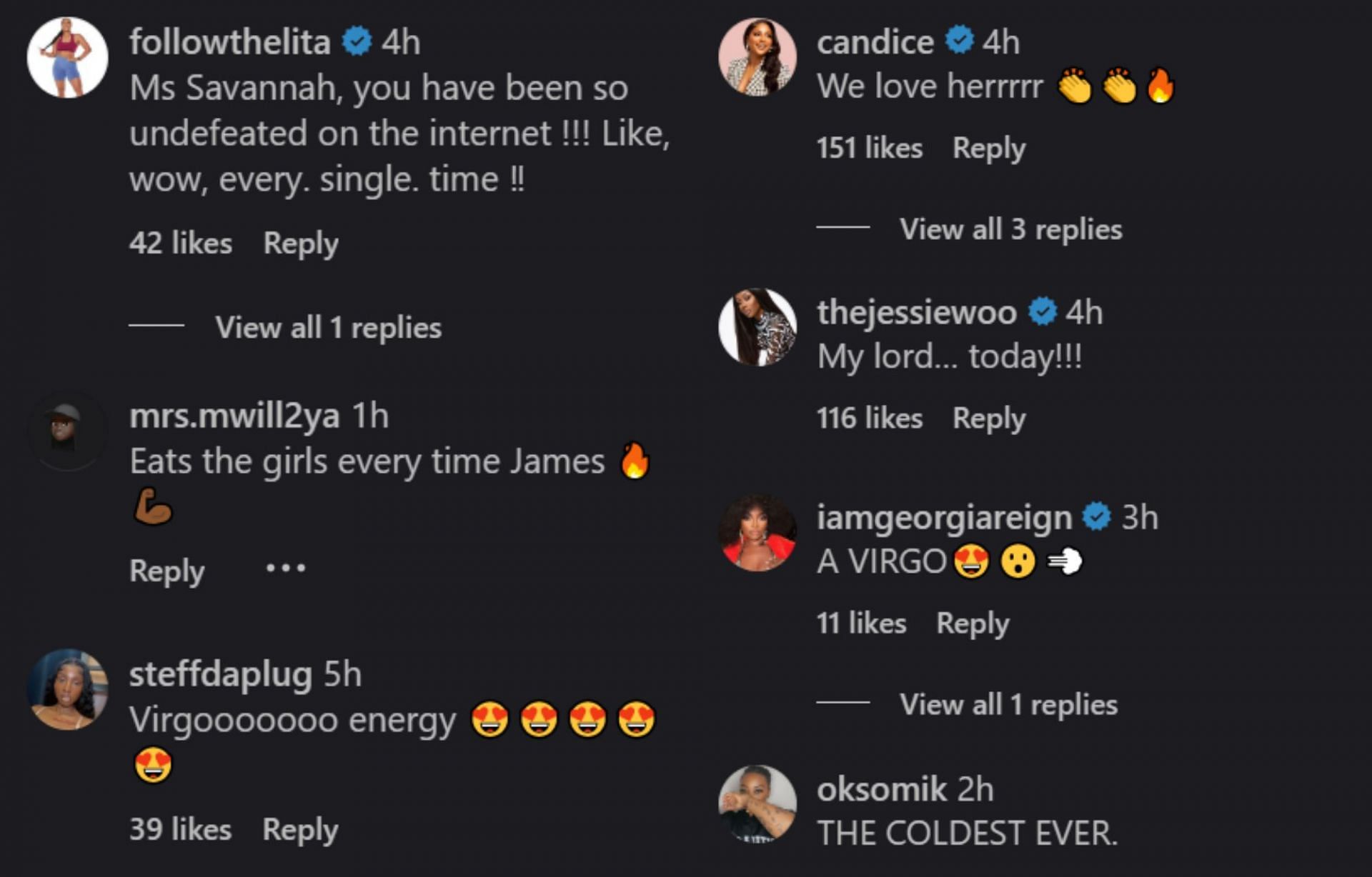 More fan reactions on Savannah's Instagram post