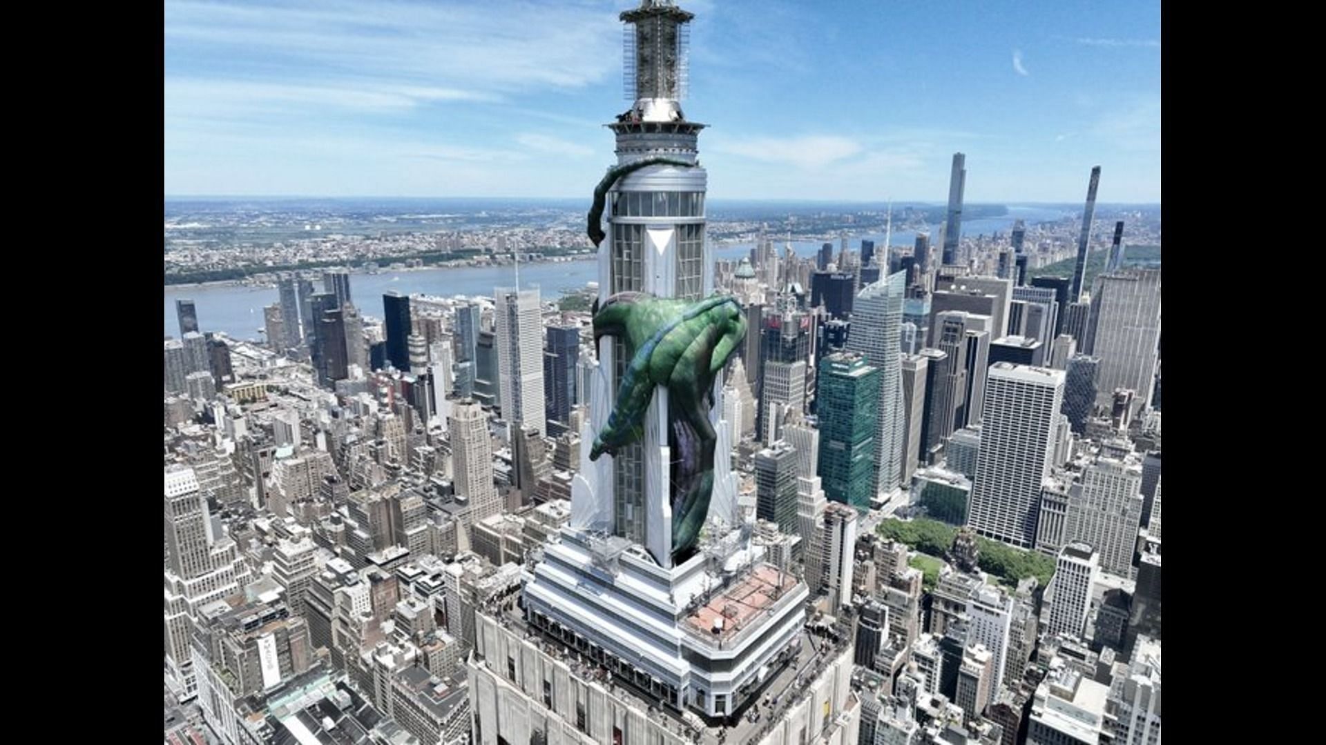 The Vhagar replica on Empire State Building (Image by @EmpireStateBldg on X)