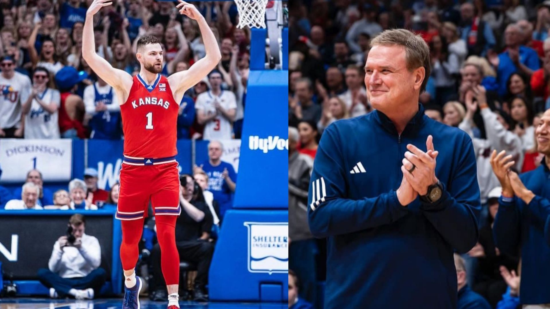 Kansas star Hunter Dickinson and coach Bill Self 