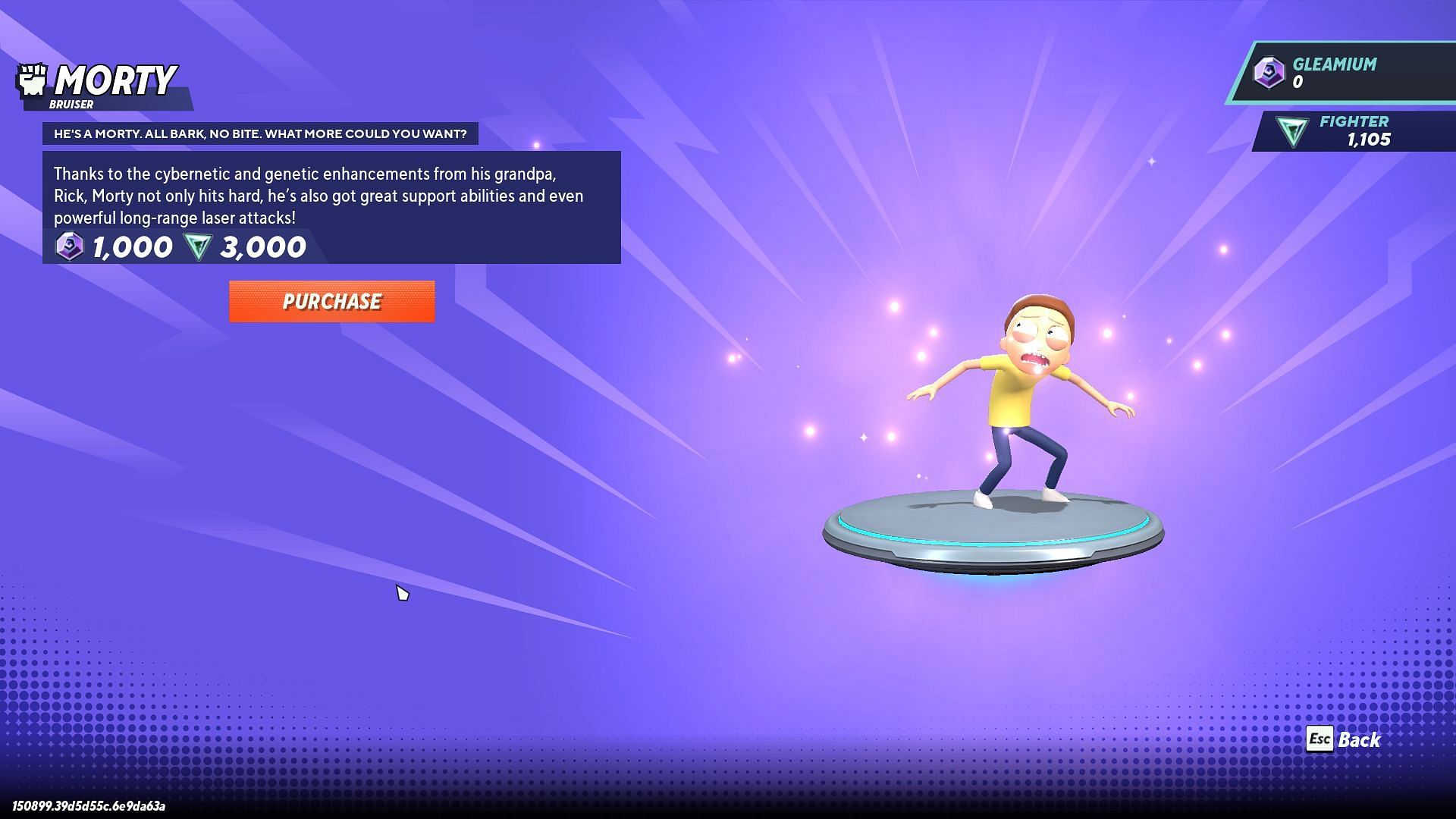 Morty can be purchased using Fighter currency or Gleamium. (Image via Player First Games)