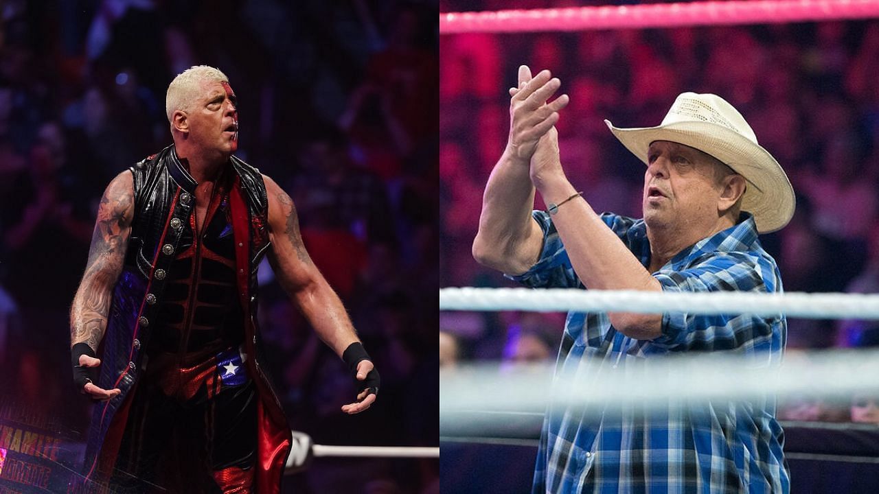 Dustin Rhodes (left) and Dusty Rhodes (right)