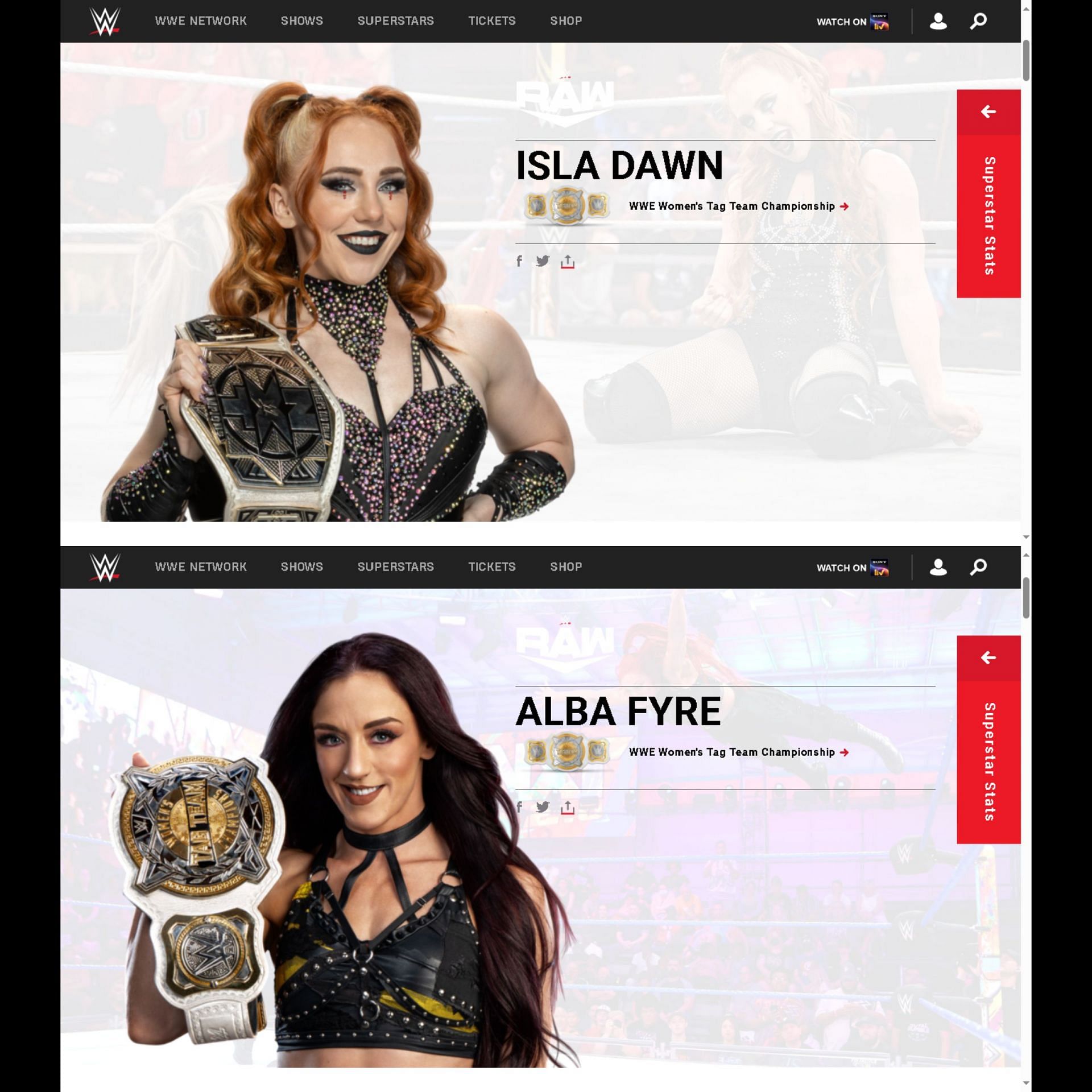 Photo Credits: Screengrabs of the Superstar pages of The Unholy Union members on wwe.com