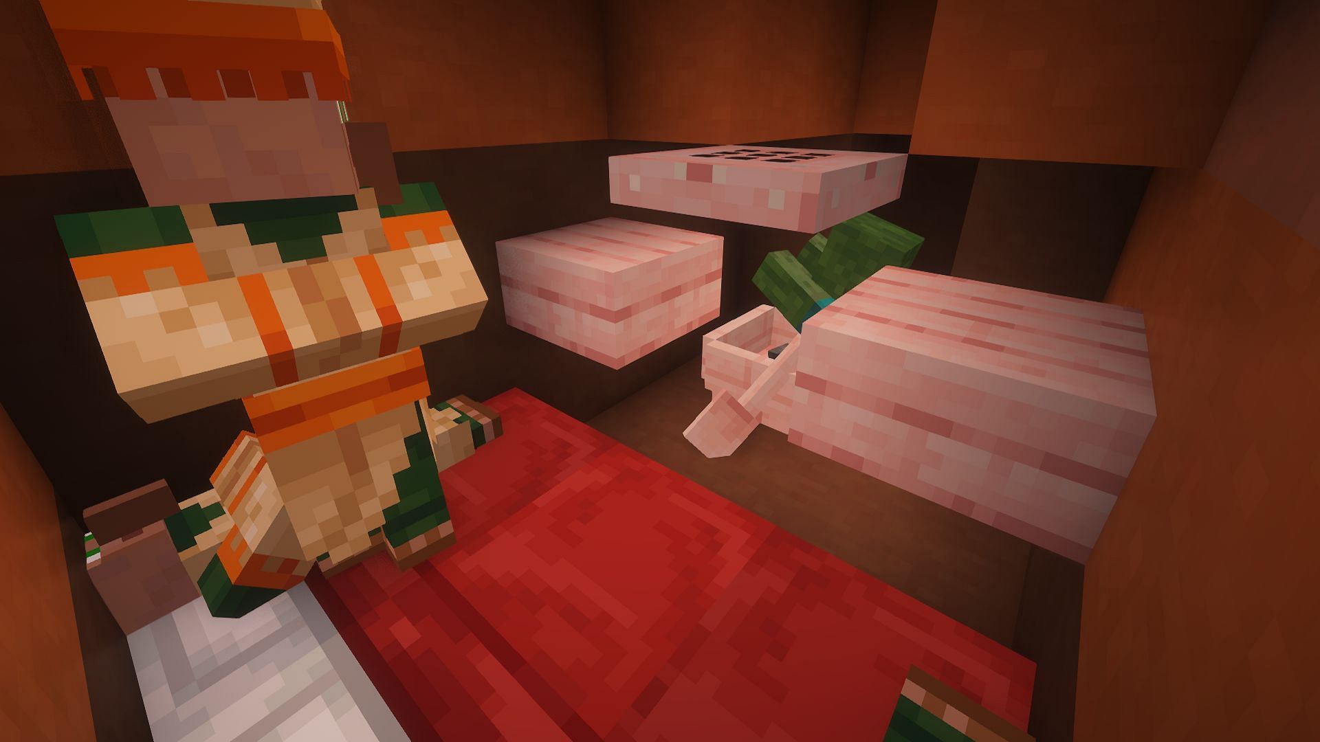 The inside of a small iron farm (Image via Mojang)