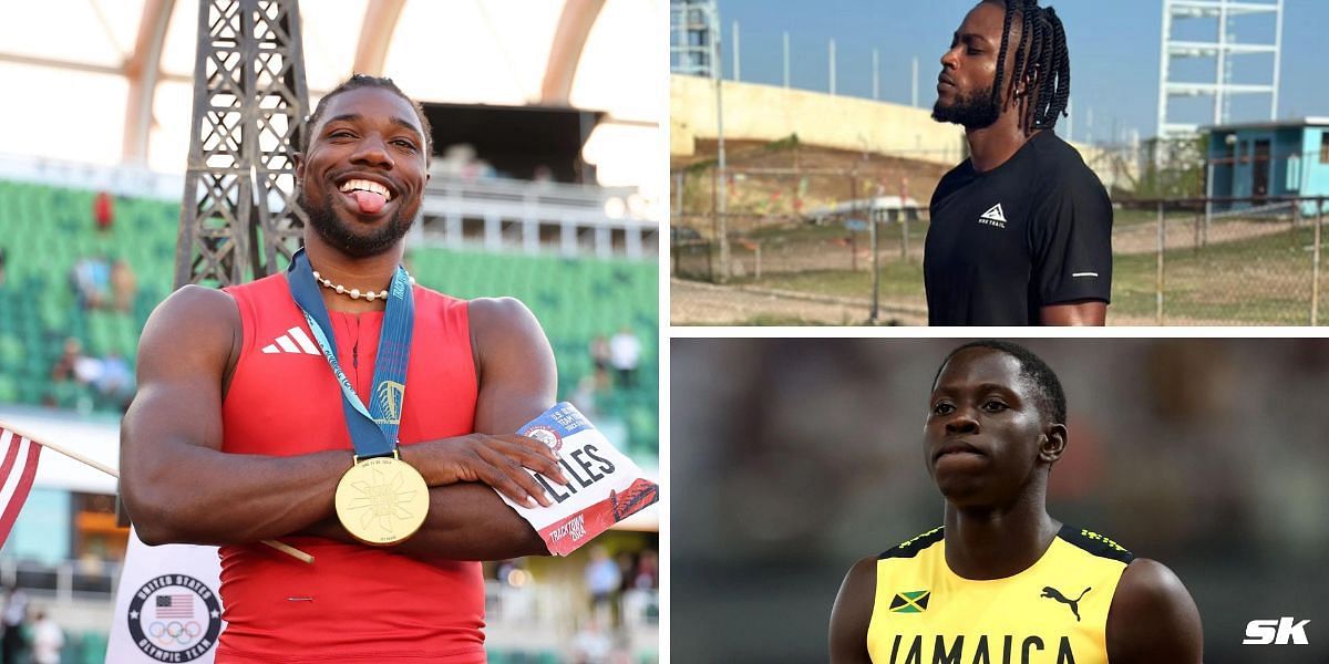 Noah Lyles (Left), Kishane Thompson (upper-right) and Oblique Seville (down-right). PHOTO: Lyles and Seville