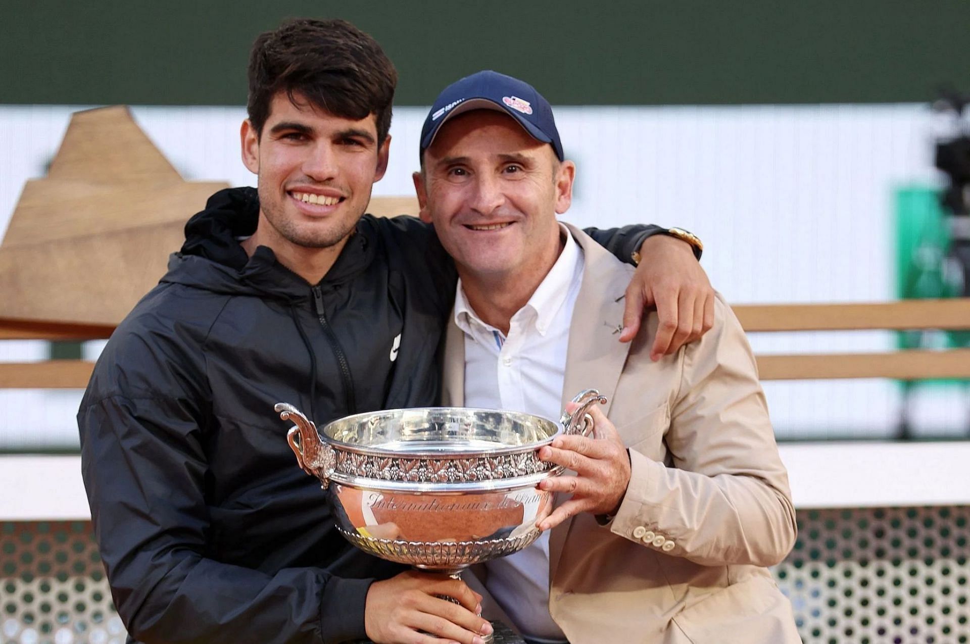 Alcaraz pictured with his agent at the 2024 French Open (Image Source: Getty)