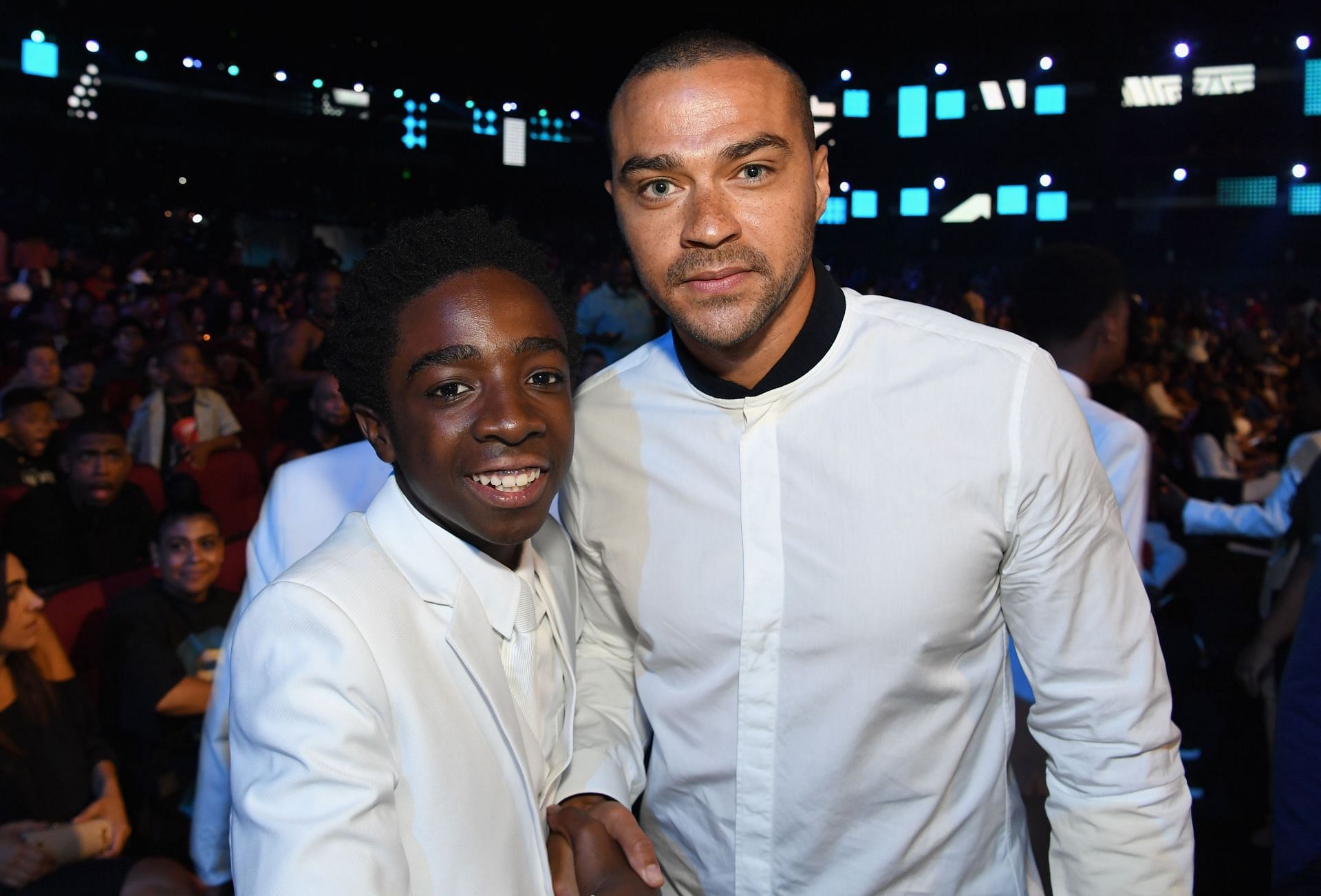 Caleb McLaughlin (L) and Jesse Williams (R) onstage at 2017 BET Awards at Microsoft Theater on June 25, 2017 in Los Angeles, California. (Photo by Paras Griffin/Getty Images)
