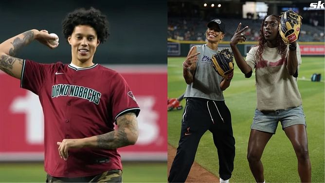 In Photos: WNBA's Phoenix Mercury stars trade layups to take turns throwing first pitches in Diamondbacks jerseys