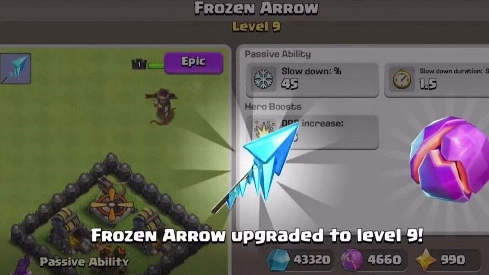 Frozen Arrow upgraded to Level 9 (Image via Supercell)