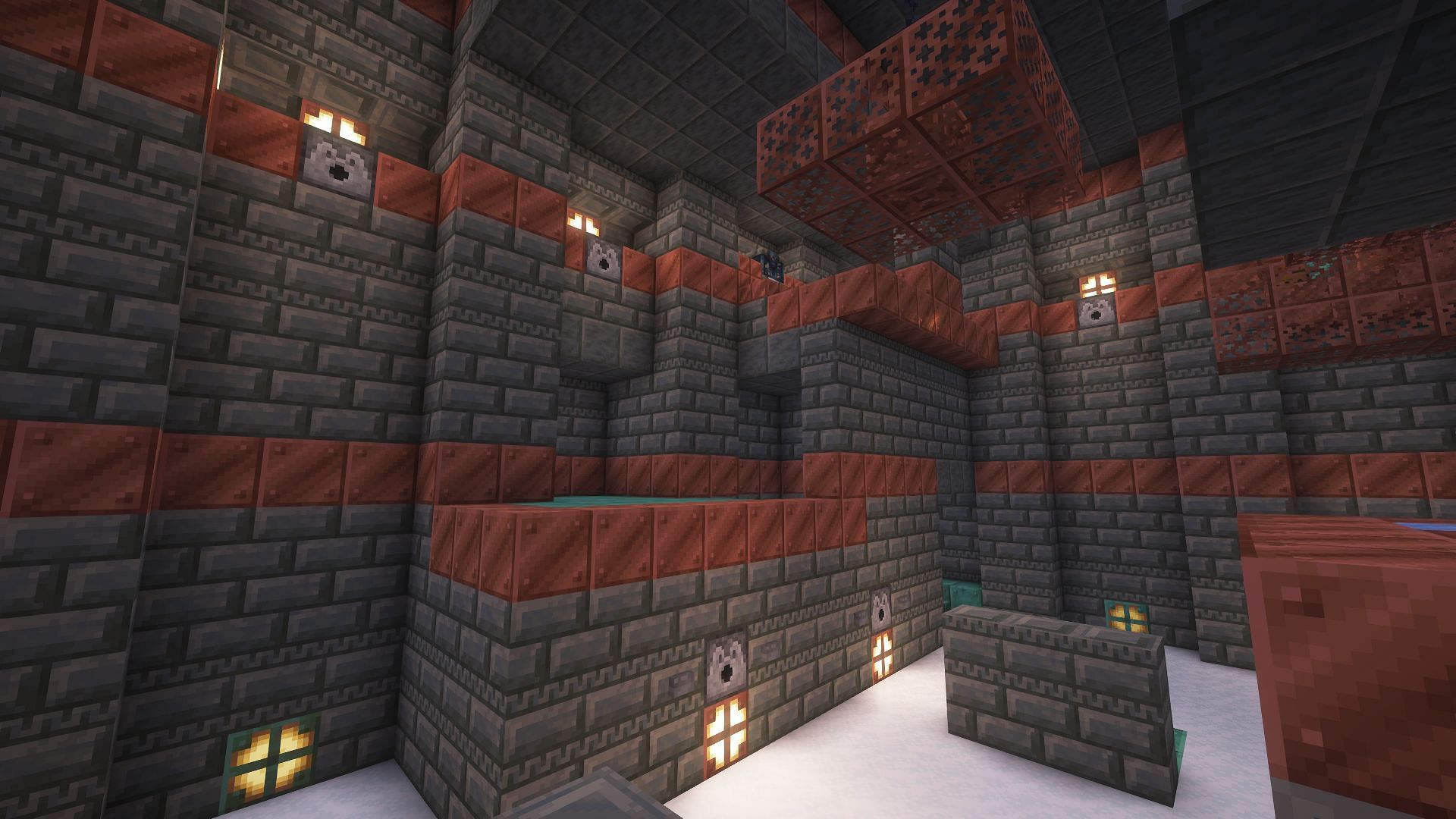Several dispensers can be found in a chamber of the trial chamber (Imager via Mojang)