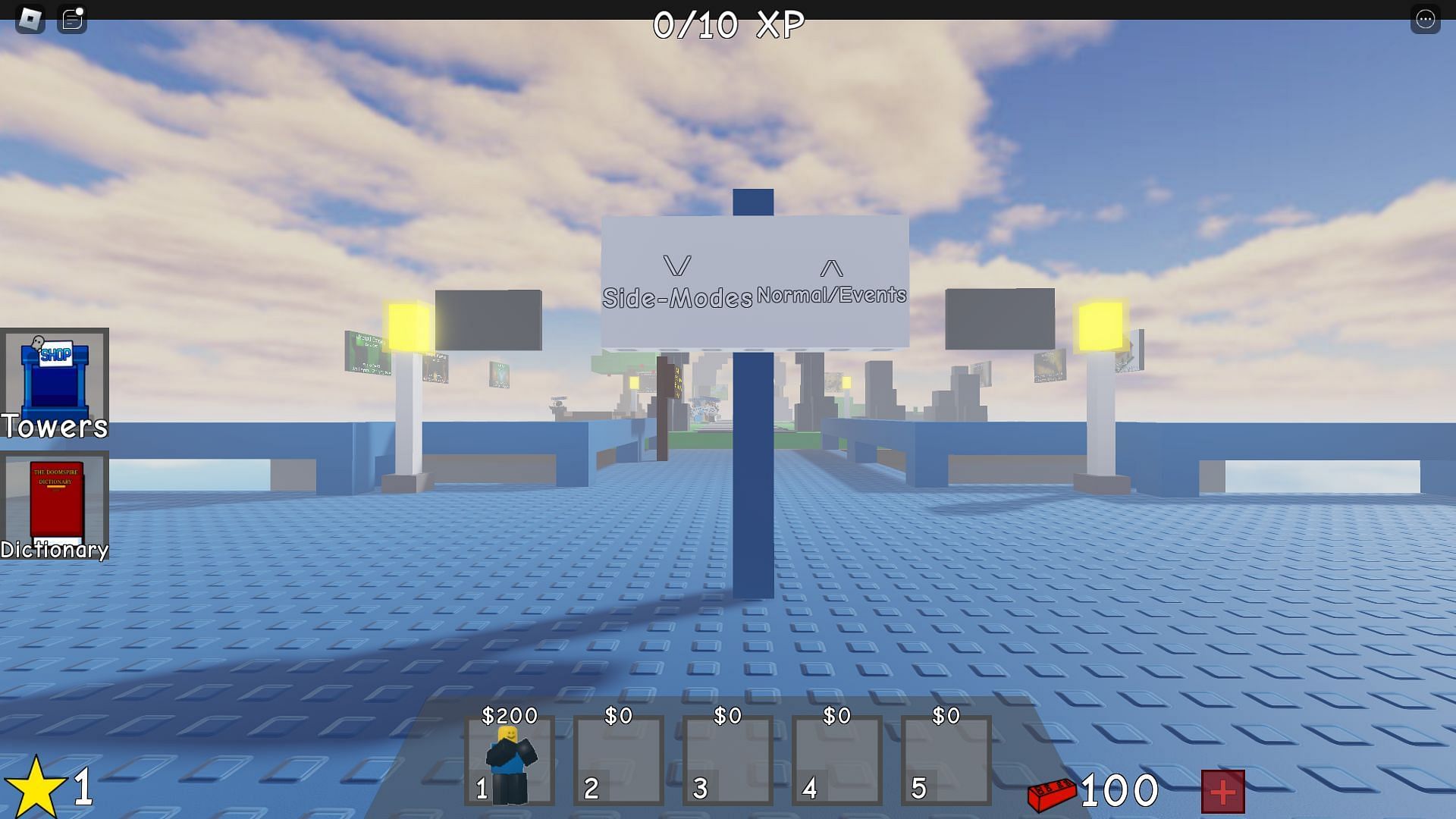 A signboard indicating the game modes (Image via Roblox)