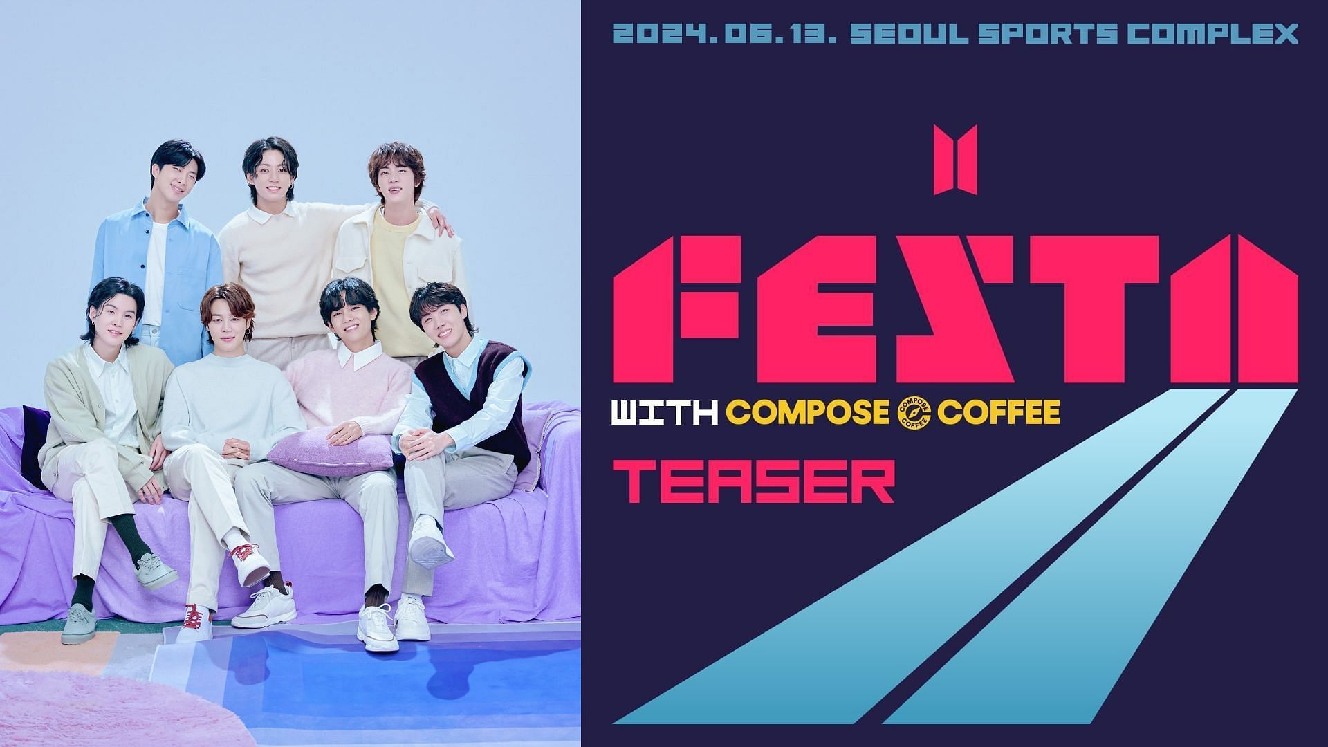 Compose Coffee to give surprise gifts at BTS FESTA 2024 event (Images Via Weverse, Instagram/@compose_coffee) 