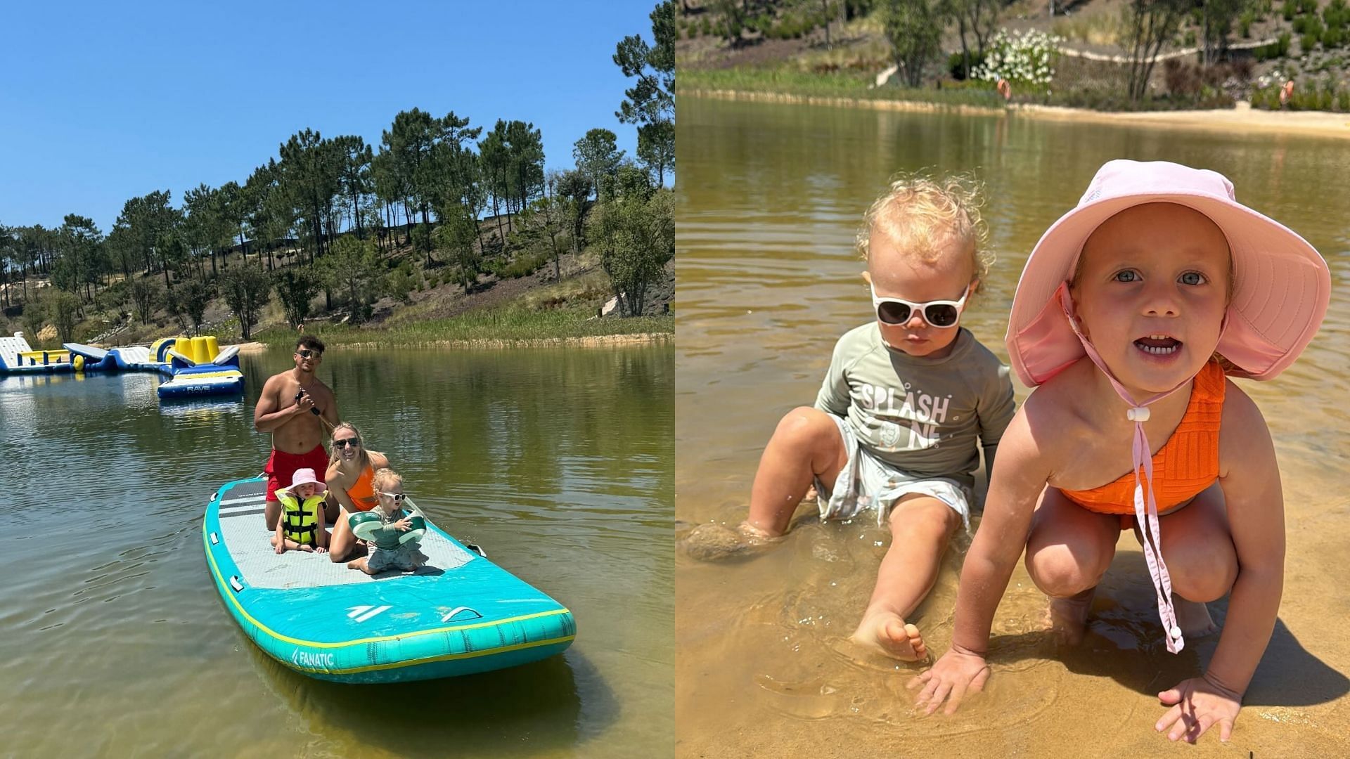 The Mahomes family boating