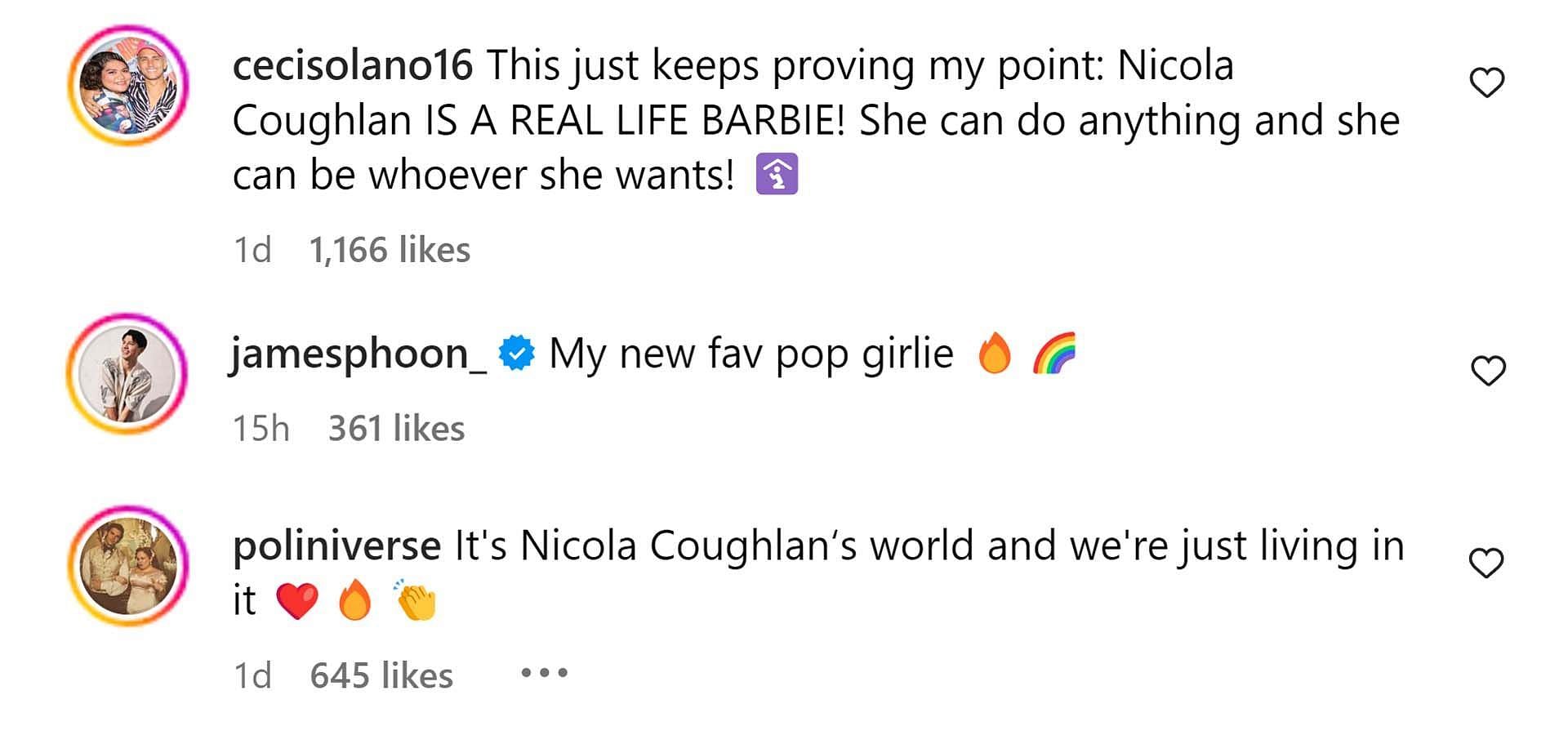 A comment reacting to the news (Image via Instagram/ @nicolacoughlan)