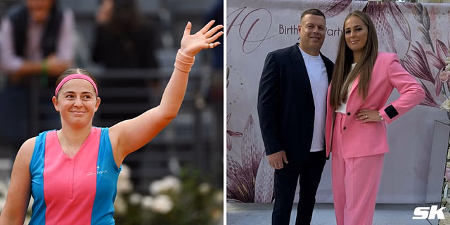 In Pictures: Jelena Ostapenko turns heads in pink suit, joined by boyfriend Arturs Karasausks