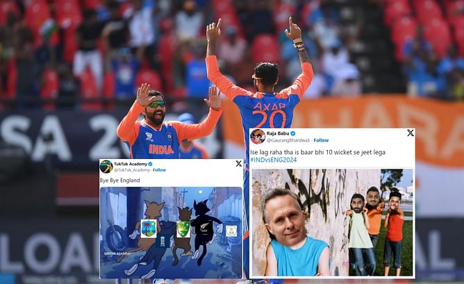 "T20 bol kar 5th day Test pitch pr batting karwa diye"- Top 10 funny memes as India storm into finals of 2024 T20 World Cup by beating England