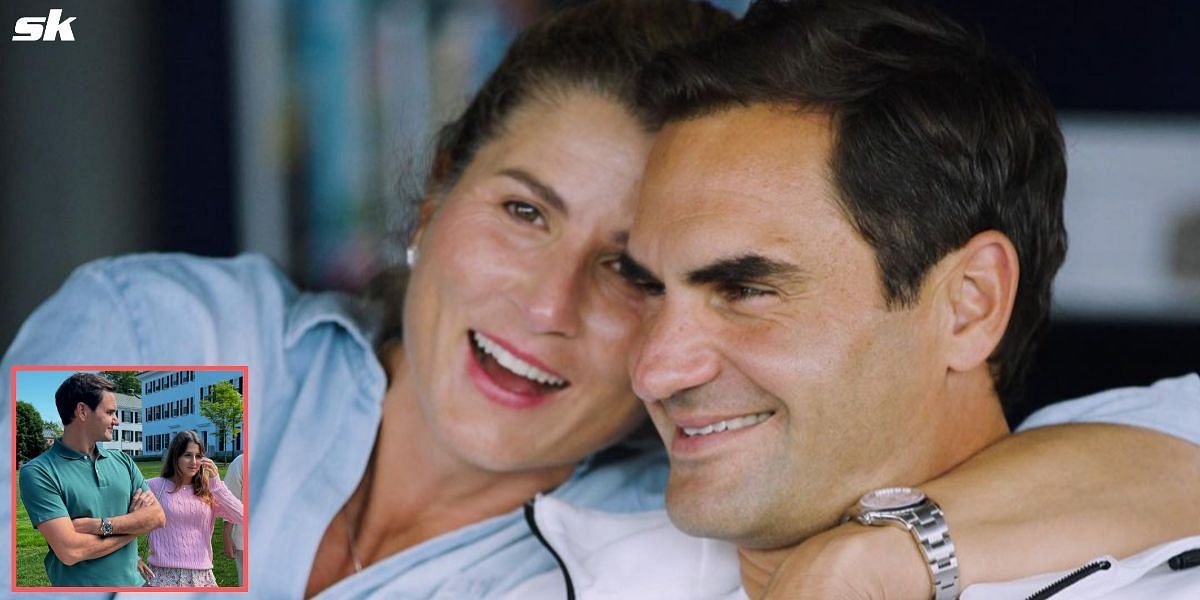 Roger Federer with wife Mirka and kids