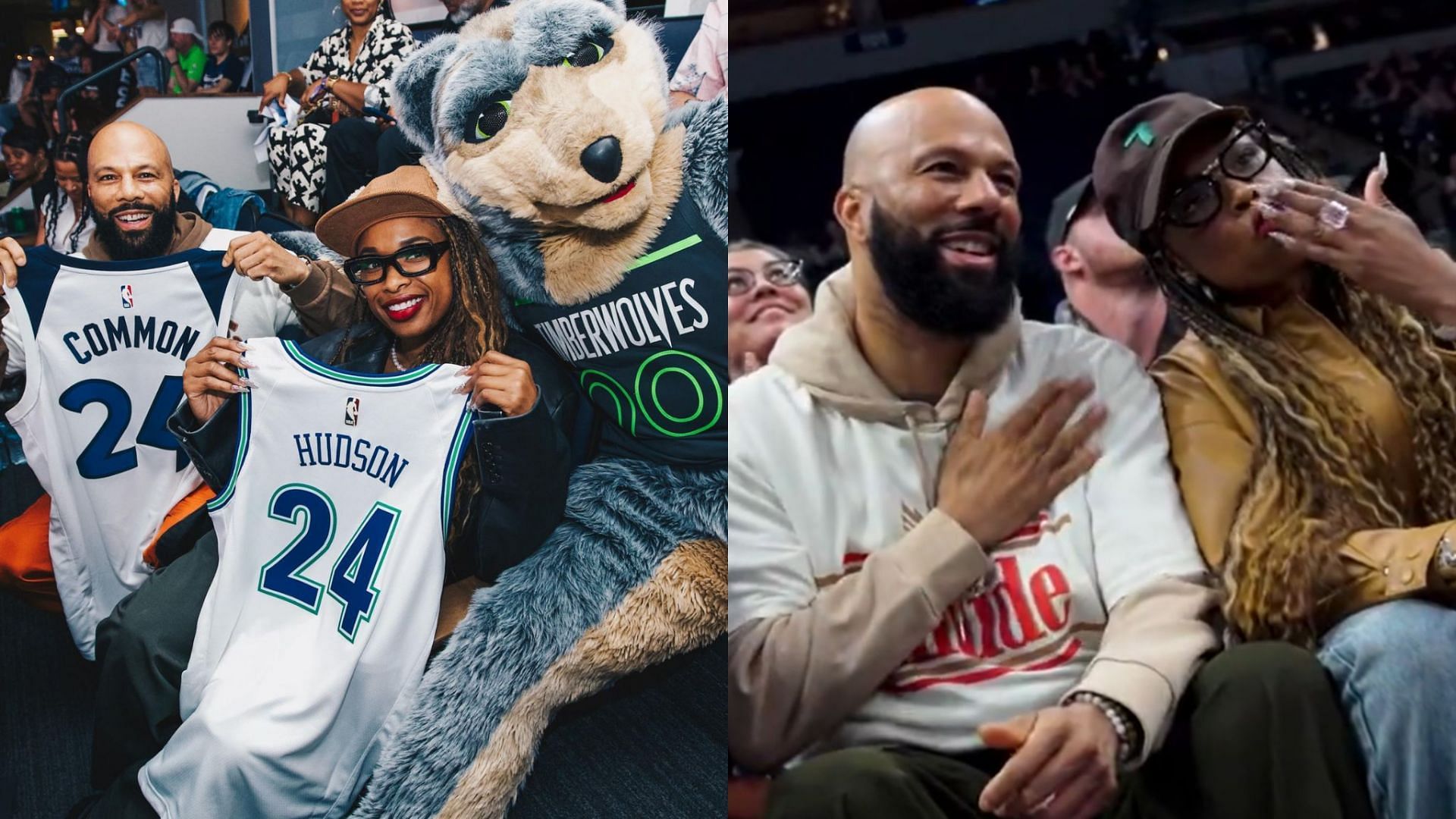 Jennifer Hudson and Common attend basketball games at Minnesota