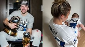 Luka Doncic's fiancee Anamira Goltes and baby girl Gabriela pose in cute pic with Mavericks star's jersey