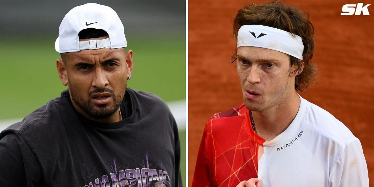 Nick Kyrgios(L) and  Andrey Rublev(R)